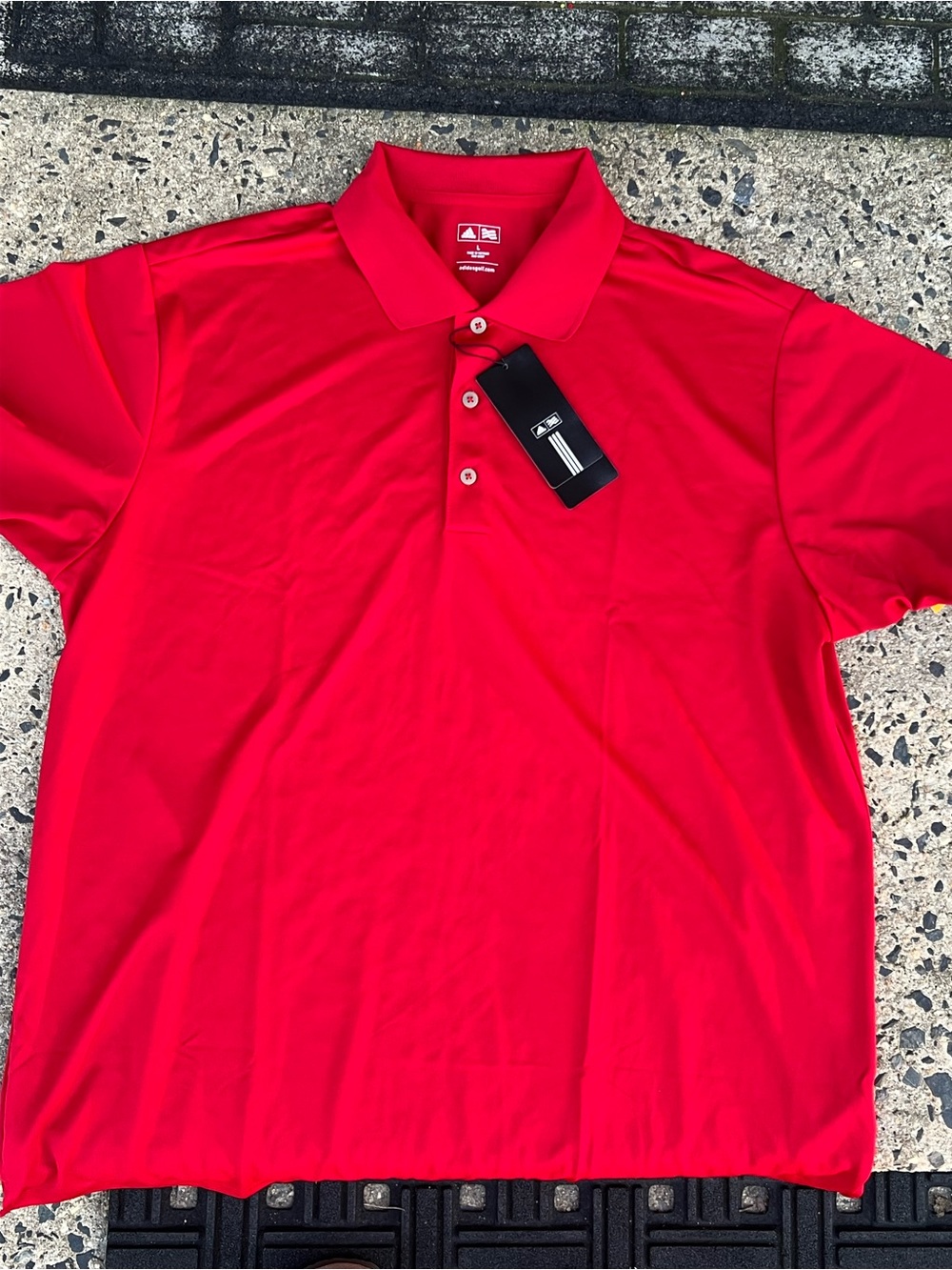 adidas Men's Red Short Sleeve Polo Shirt